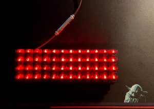 Darth Nori ortholinear keyboard with red backlighting